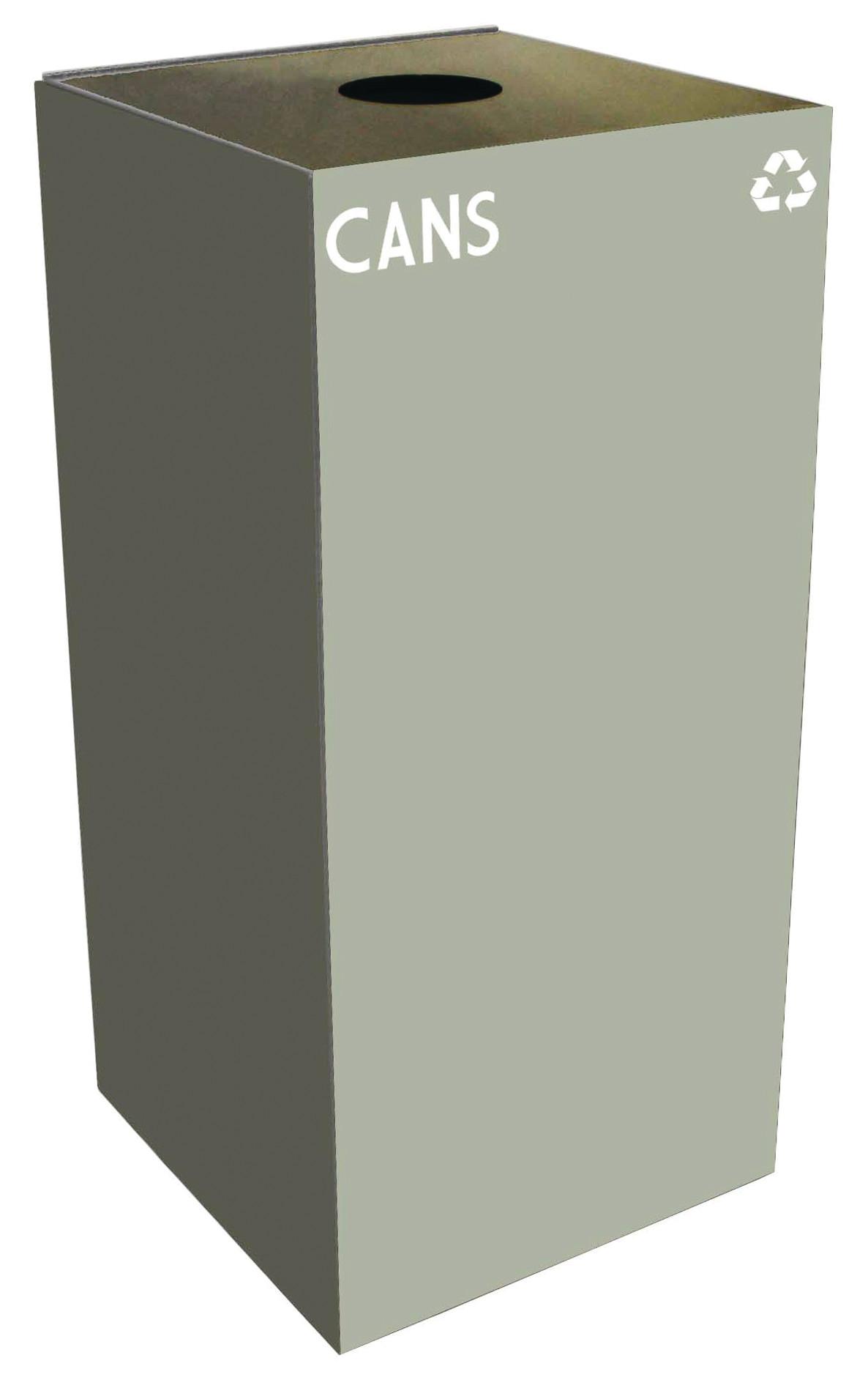 Witt GeoCube Recycling Container, 32 Gallon, Round Opening, Cans Decal and Bottles Decal, Slate