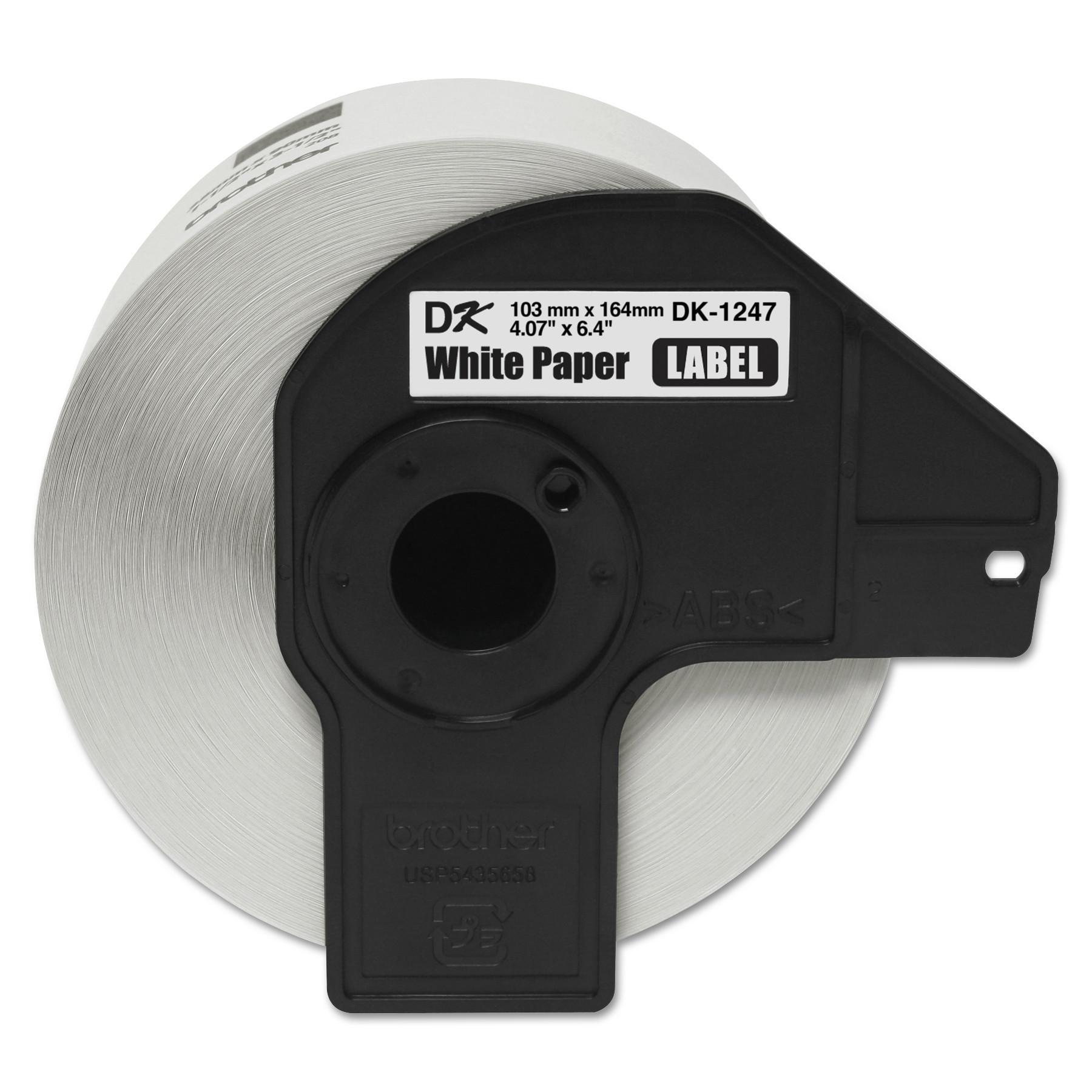Brother P-Touch® DK1247 Label Tape, 4.07" x 6.4", Black on White, 180/Roll