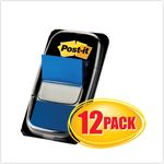 Post-it® Flags Marking Page Flags in Dispensers, Blue, 12 50-Flag Dispensers/Pack