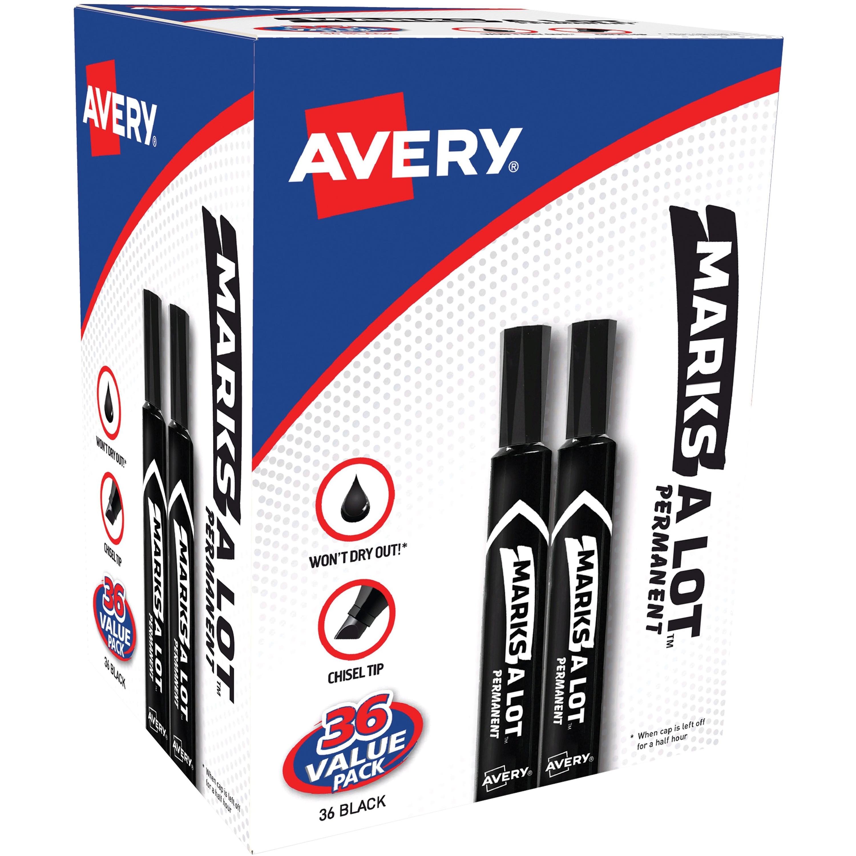 Permanent Markers, Chisel Tip, Large, 36/BX, Black