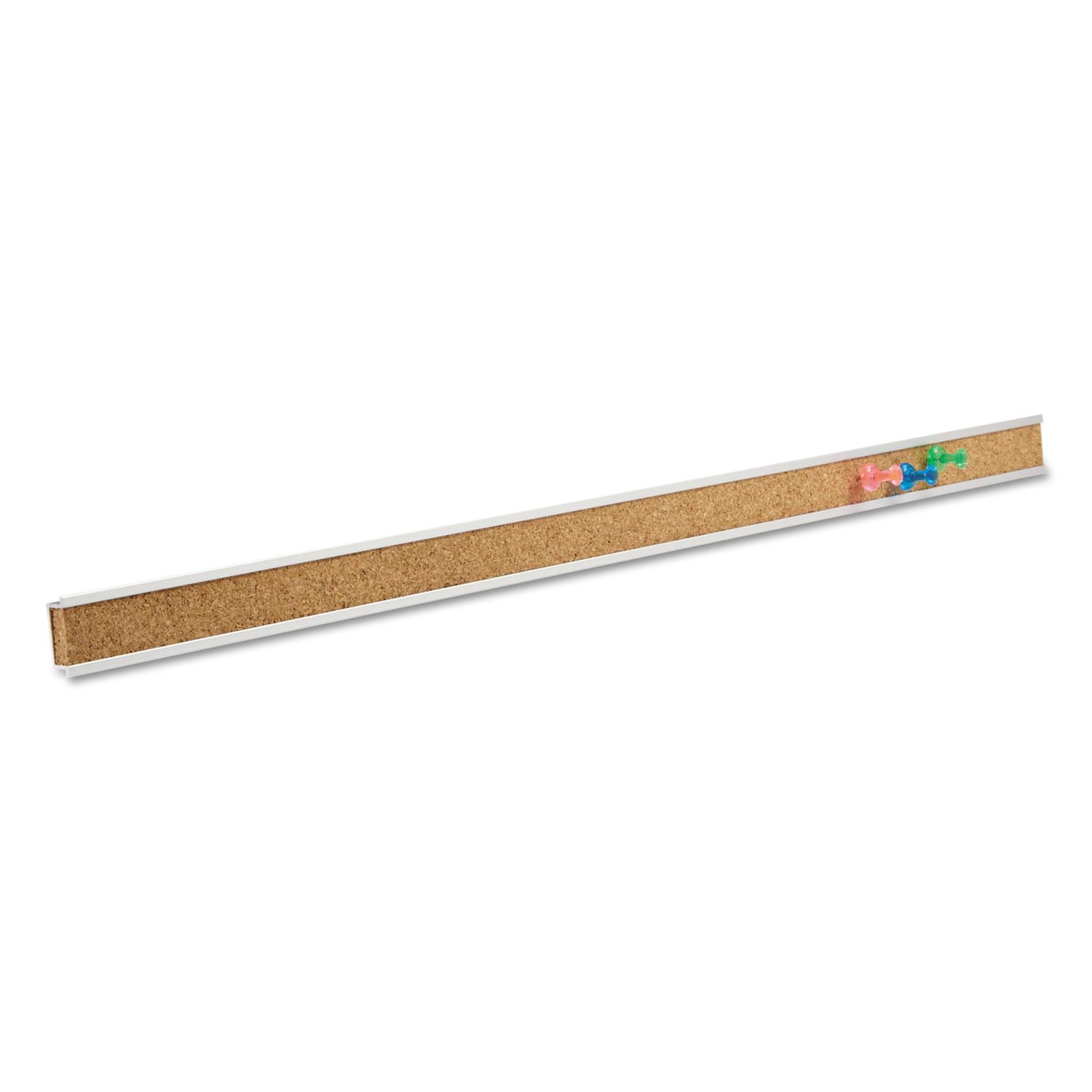 Quartet® Bulletin Bar I Natural Cork Bulletin, 18 x 1, Brown, Silver Aluminum Frame