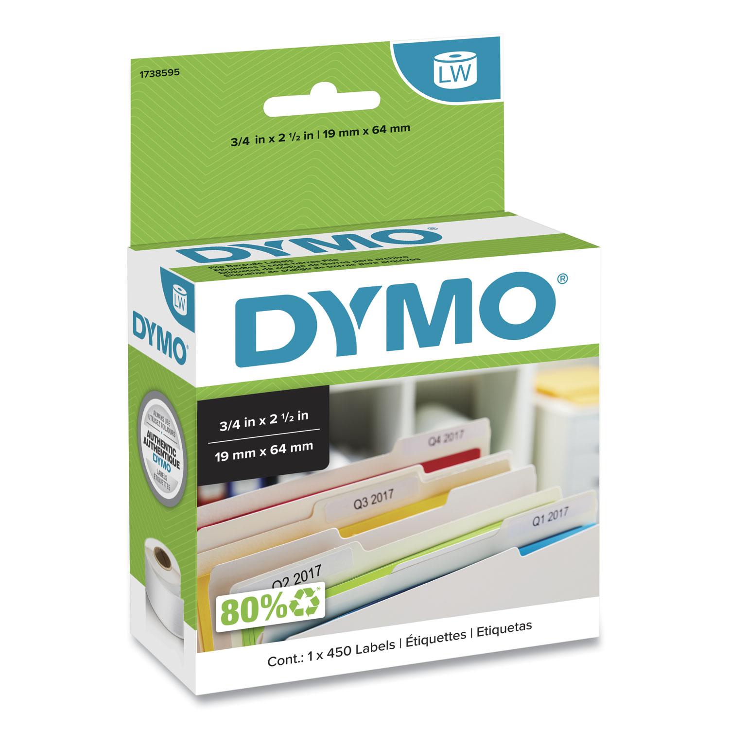 DYMO® LabelWriter Bar Code Labels, 3/4 x 2 1/2, White, 450 Labels/Roll