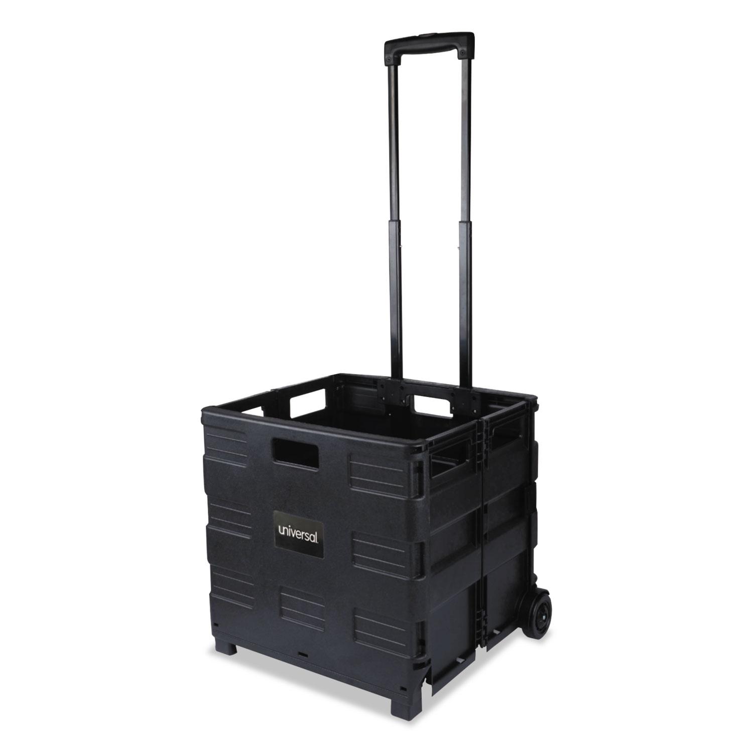 Universal® Collapsible Mobile Storage Crate, 18 1/4 x 15 x 18 1/4 to 39 3/8, Black